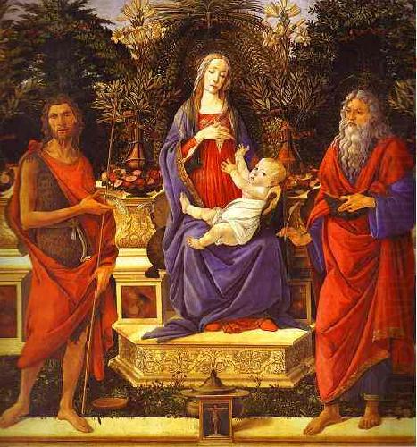 Sandro Botticelli Virgin and Child Enthroned between Saint John the Baptist and Saint John the Evangelist china oil painting image